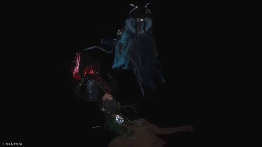 Two figures in a dark cave