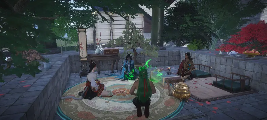 Courtyard table gathering